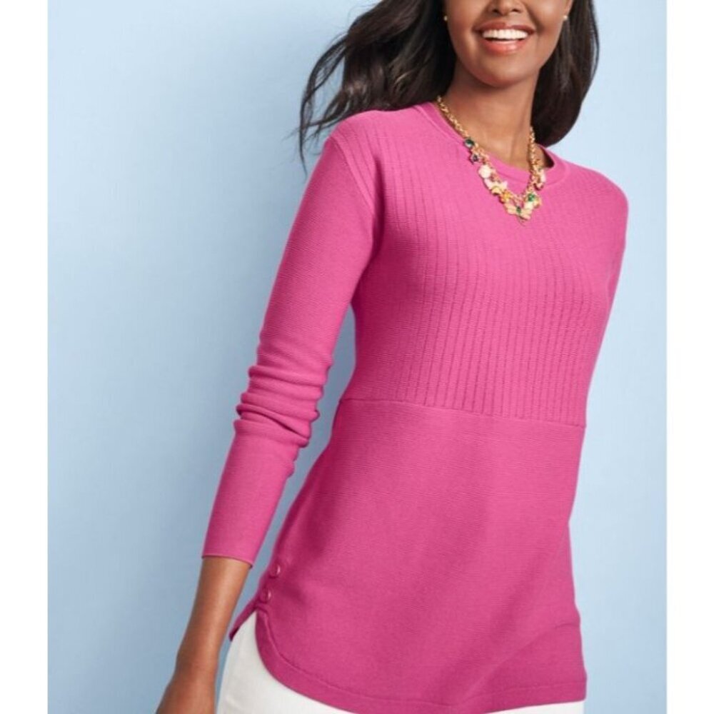Talbots Button Detail Mixed Stitch Sweater